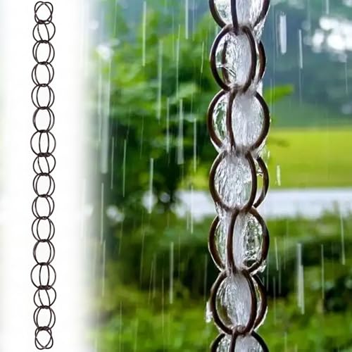 yurstcggh Hängende Regenkette für den Außenbereich,Dekorative Regenketten,Ring-Regenkette,Mit Drainagefunktion,Geeignet für Dächer,Gärten,Schuppen,Terrassen und Außenbereiche 1m(3ft) Braun von yurstcggh