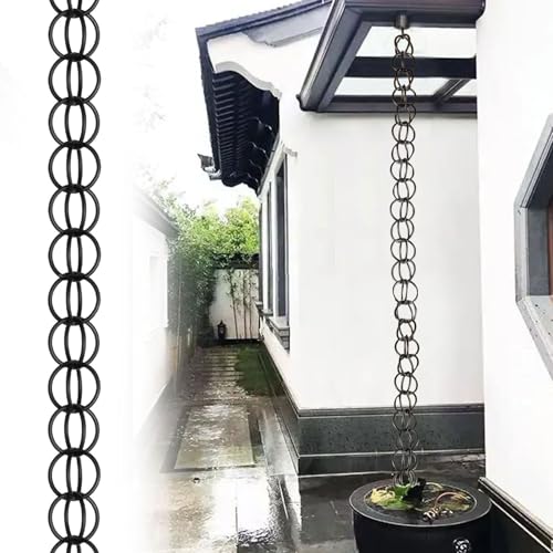 yurstcggh Hängende Regenkette für den Außenbereich,Dekorative Regenketten,Ring-Regenkette,Mit Drainagefunktion,Geeignet für Dächer,Gärten,Schuppen,Terrassen und Außenbereiche 1m(3ft) Schwarz von yurstcggh