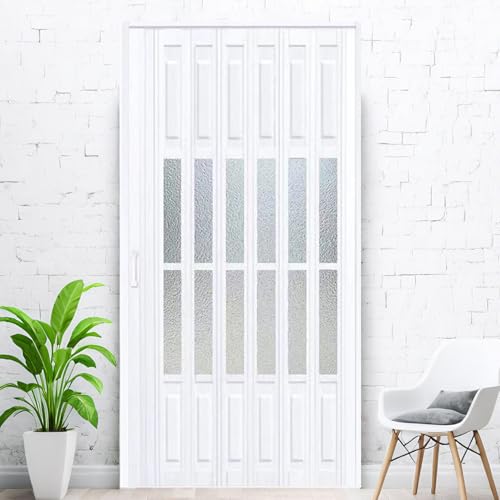 yurstcggh Teleskop-Falttüren,Anpassbare PVC-Falttür,Schalldichte Schlafzimmertür,Waschküchenschrank, Anpassbarer Raumteiler 122×195cm von yurstcggh