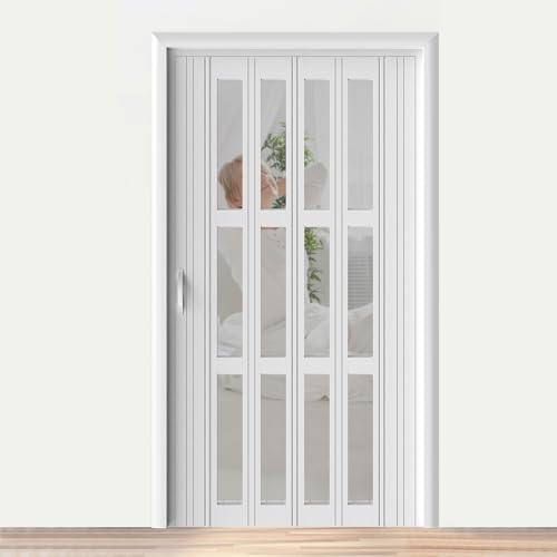 yurstcggh Teleskop-Falttüren,Anpassbare PVC-Falttür,Schalldichte Schlafzimmertür,Waschküchenschrank, Anpassbarer Raumteiler 128×183cm von yurstcggh