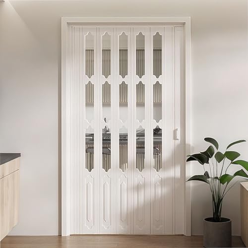 yurstcggh Teleskop-Falttüren,Anpassbare PVC-Falttür,Schalldichte Schlafzimmertür,Waschküchenschrank, Anpassbarer Raumteiler 140×189cm von yurstcggh