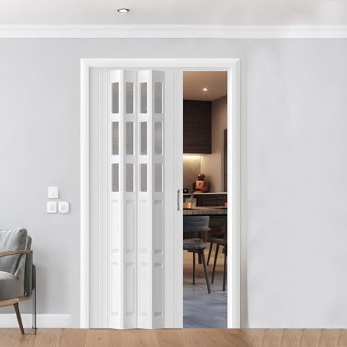 yurstcggh Teleskop-Falttüren,Anpassbare PVC-Falttür,Schalldichte Schlafzimmertür,Waschküchenschrank, Anpassbarer Raumteiler 97×100cm von yurstcggh