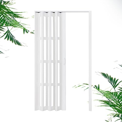 yurstcggh Transparente Schiebetür,Innenraum Falttür in PVC Weiß,Plattendicke 1,2 cm, langlebig,Einziehbar und platzsparend,Raumtrenner Innentür Dachboden Küche Balkon Kellereingang 248×178cm von yurstcggh