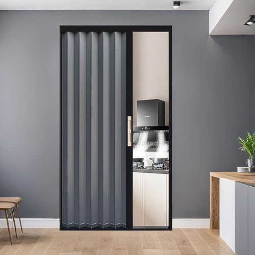 yurstcggh Verdunkelungs-Teleskop-Falttür, Badezimmerinnenraum Tür, für Schrank, Wandschrank, Küche, Flur, Trennwand 100×183cm von yurstcggh