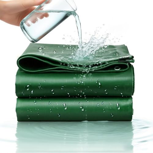 yurstcggh Wetterfeste Faltbar LKW Planen,Wasserdicht Abdeckplane,Allzweckplane,Schwer PVC Mehrzweck Schutzplane,Für Gartenmöbel Pool Grün 3×7m 380g von yurstcggh