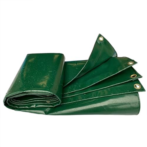 yurstcggh Wetterfeste Faltbar LKW Planen,Wasserdicht Abdeckplane,Allzweckplane,Schwer PVC Mehrzweck Schutzplane,Für Gartenmöbel Pool Grün 8×10m 380g von yurstcggh