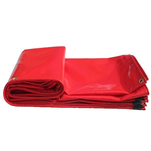 yurstcggh Wetterfeste Faltbar LKW Planen,Wasserdicht Abdeckplane,Allzweckplane,Schwer PVC Mehrzweck Schutzplane,Für Gartenmöbel Pool Rot 5×9m 380g von yurstcggh