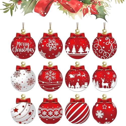 36 Stück Holzscheiben Weihnachtskugelform Weihnachtsschmuck Holz Ornament Christbaumkugeln Hängende Dekorationen Xmas Ball Weihnachtsbaum Ornamente Set DIY für Home Dekorationen Geschenke von yuuaao