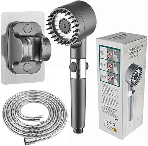 Fortschrittliches Hochdruck-Duschkopf-Set mit 5 austauschbaren Kartuschen, Universal-Regenduschkopf mit 1,5 m Schlauch und verstellbarer Halterung, Gunmetal Grey Fortschrittliches Hochdruck-Duschkopf-Set mit 5 austauschbaren Kartuschen, Universal-Regenduschkopf mit 1,5 m Schlauch und verstellbarer Halterung, Gunmetal Grey von yuuaao