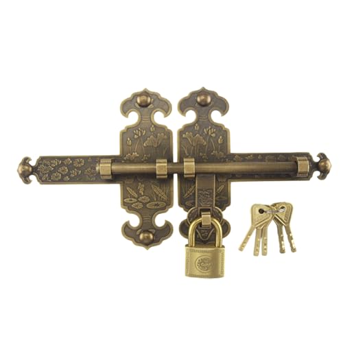yuwqqoajv Eleganter Lotus Messing Türriegel Vintage Gartentor Stilvoll Eleganter Türriegel Messing Rustikaler Eingang Robust, Lotus 32cm von yuwqqoajv