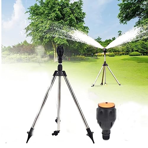 Regner Stativ-Rotating Tripod Sprinkler, Sprinkler mit 360-Grad-Drehung, Teleskop Stativregner Rasensprenger, Garten-Rasensprenger Impulsregner Mit Stativ Für Große Flächen, Hof, Garten (1Stück) von yuyuanDO