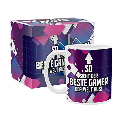 yvolve - Bester Gamer - Tasse aus Keramik mit lustigem Spruch rundum bedruckt mit Verpackung - Spülmaschinenfest von yvolve