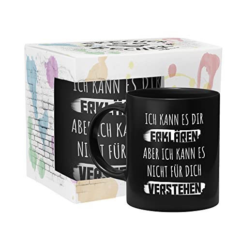 yvolve - Erklären - Tasse aus Keramik mit lustigem Spruch rundum bedruckt mit Verpackung - Spülmaschinenfest von yvolve