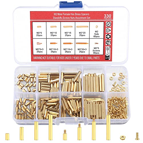 330 Stk M2 Messing Männlich Weiblich Hex Schrauben Nuss Sortiment Kit, PCB Board/Platinen Sechskant Gewindemutter Abstandsbolzen Abstandshalter Spacers Standoffs von ywchoshe