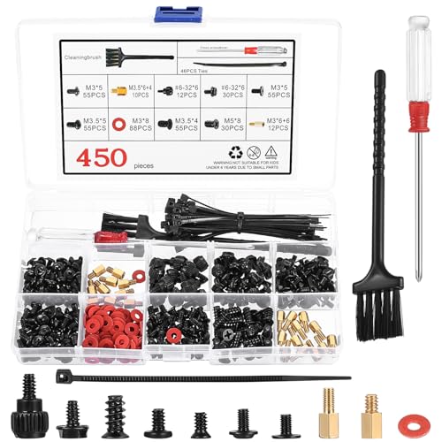 M3 M3,5 M5 PC Schrauben Set, 450 Stk Flachkopf Kreuzschlitz Laptop Computer Schrauben Set für Mainboard Festplatten SSD Gehäuse PC Lüfter Schraubenset Reparatur Zubehör von ywchoshe