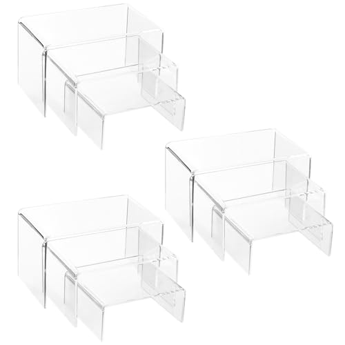 ywchoshe 9 STK Acryl Display Risers, Klare Acryl Schmuck Display Risers, Acryl Display Ständer Halter Regal Vitrine für Display Schmuck Store Fixture Tischdekoration, 3 Größen von ywchoshe