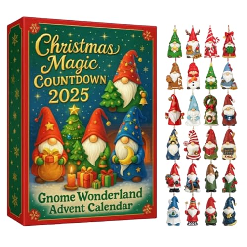 Gnome Wonderland Advent Calendars, Weihnachtsgnomes Adventskalender 2025, Set Von 24 Gnome 2d Acryl Flach Hängende Dekorationen Für Weihnachtsbaum, Urlaubspartydekoration von yybng