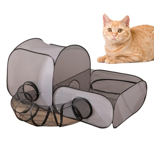 yybng Katzen Freigehege | Outdoor Haustiergehege mit Rundum-Tunnel | Zusammenklappbares Haustierzelt Aus Oxford Stoff Mit Atmungsaktivem Netz Für Garten Außenbereich von yybng