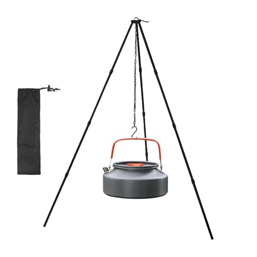 yybng Stativ zum Kochen am | Camping-Stativständer, Kochgeschirr-Stativ | Leichtes Herdstativ, Camp-Stativ, faltbar, für Rucksackreisen, verstellbare Hängekette, Aluminiumlegierung von yybng