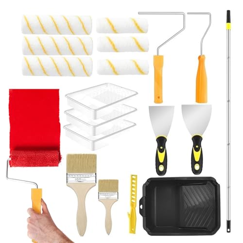 yybng Streichen Roller Set | Multifunktionaler Roller Mit Teleskopstange,Renovierungszubehör Für Wände Decken Und Kleine Ausbesserungen von yybng