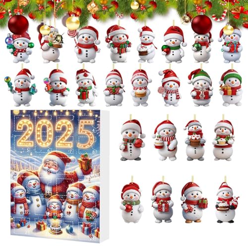 yybng Weihnachtsadventskalender - 2D Acryl Kalenderanhänger,Motiv Baumdekoration Für Kinder Frauen Männer Mädchen Erwachsene Fenster Tisch Deko von yybng