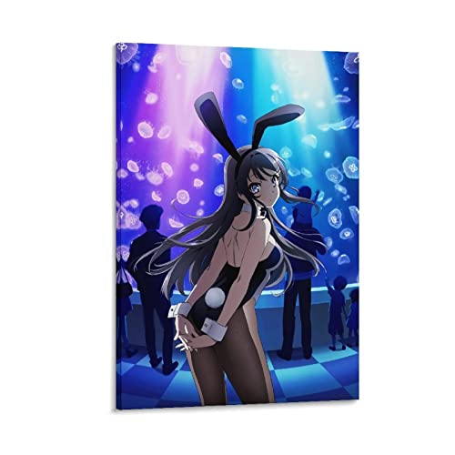 yydds Anime Bunny Girl Senpai Poster Wandkunst Leinwand Poster Ästhetische Raumdekoration Gemälde Druck für Zuhause und Büro Dekorationen 50 x 75 cm von yydds