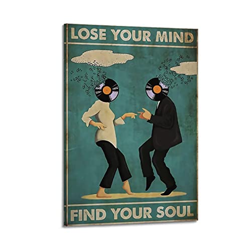 yydds Vintage-Poster "Lose Your Mind Find Your Soul", inspirierendes Poster, Leinwand, Wandkunstdruck, ästhetische Raumdekoration, Heimbüro-Dekoration, 40 x 60 cm, Rahmenstil von yydds