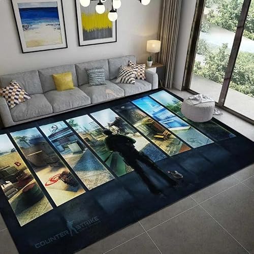 yyxsgdmw Cs-Go Gamer Spielzimmer Bereich Teppich Teppich Für Zu Hause Wohnzimmer Kinder Schlafzimmer Sofa Fußmatte Wohnkultur, rutschfeste Bodenmatte Geschenk A869 80×120Cm von yyxsgdmw