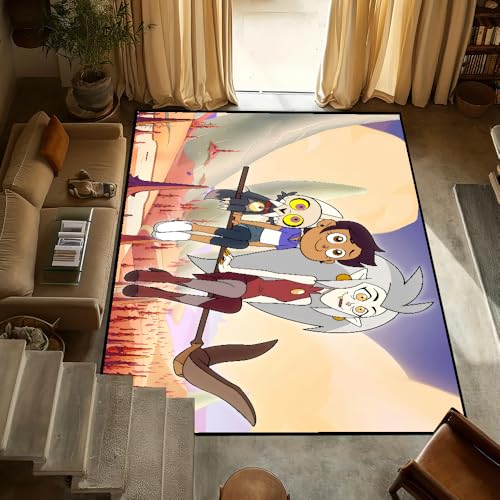 yyxsgdmw Kleiner Teppich Cartoon Anti-Rutsch Küche Schlafzimmer Handgefertigt Der Getuftete Teppich Teppich Wohnzimmer H-Haus Eingang Anime Eule Dekoration Q488 120×160Cm von yyxsgdmw