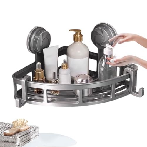 Eck-Dusch-Organizer – Badezimmer- mit Saugnapf, kein Bohren, Wand-Organizer, einfach zu installierende Ablage mit Abflusslöchern, Dusche für Shampoo, Conditioner und Gelaufbewahrung, Fliesen von yztju