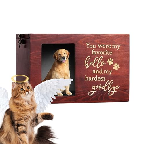 Gedenkbox für Haustiere, Fotohalter, sicherer Verschluss, Holz-Aufbewahrungsbox für mittelgroße Rassen, Asche-Halter, Indoor-Haustier-Angebot, Einäscherungsdenkmal, Katzenspeicher von yztju