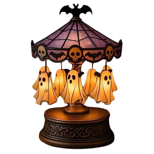 Halloween Ghost Carousel - Leuchtende gruselige Lampe, schwimmende Spukdekoration | Innentisch -Geisterausstellung, leuchtendes Haus Ornament, für Schlafzimmer Wohnzimmer Küchenstudium Apartment von yztju