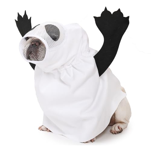 Halloween -Haustierkostüm - einzigartiges Geister -Outfit für Hunde und Katzen, lustiges weißes Umhangdesign | Kreatives Halloween- für Haustiere, Partykleidung, Trick- oder Leckerkrankungen, URL von yztju