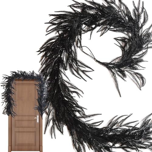 Halloween Schwarze Kiefer Girlande - Schwarze Herbstdekoration Girlande, Weihnachtsgirlande dekorativ | Real Touch Pine Garland Künstliche Grüngirlande, Herbstwand Künstliche schwarze Ahornrebe für Halloween Schwarze Kiefer Girlande - Schwarze Herbstdekoration Girlande, Weihnachtsgirlande dekorativ | Real Touch Pine Garland Künstliche Grüngirlande, Herbstwand Künstliche schwarze Ahornrebe für von yztju