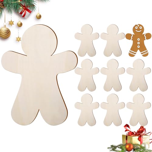 Holz Weihnachtsdeko Ausschneidefiguren - 10 Stücke Lebkuchenmännchen Weihnachtsdekoration | Blanko Aufhängbare Deko Für Wand Fenster Zuhause Hochzeit Party von yztju