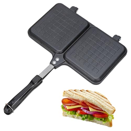 Hot Sandwich Maker - Tragbare doppelseitige Herdplattenpresse mit Antihaftbeschichtung und Griff | idealer Brottoaster, Grillpfanne, Käsefritteuse, ideal für Camping, , Wandern, Küche Hot Sandwich Maker - Tragbare doppelseitige Herdplattenpresse mit Antihaftbeschichtung und Griff | idealer Brottoaster, Grillpfanne, Käsefritteuse, ideal für Camping, , Wandern, Küche von yztju