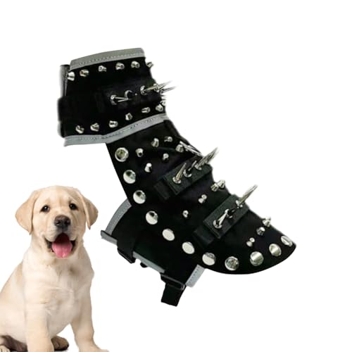 Hundeweste mit Stacheln, reflektierend, wasserdicht, verstellbar, mit Spikes, für den Außenbereich, ideal für Spaziergänge, Wandern, Camping oder als Wachhund von yztju