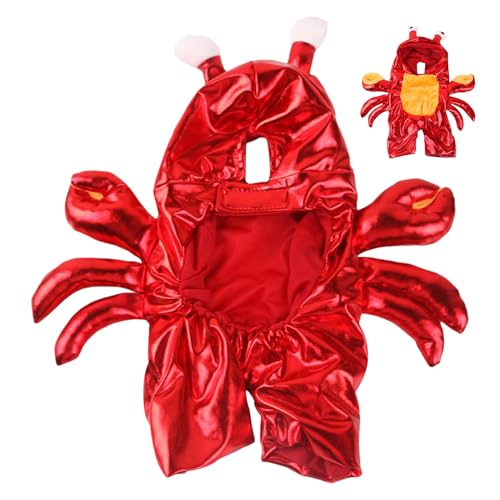 Krabben-Kostüm für Haustiere – warme rote Kleidung, lustiges Kapuzenpullover-Design, weiches Plüsch-Krabben-Outfit, gemütliches Tier-Kostüm, Halloween-Partykleidung, Festival-Themen-Dressing, Süßes von yztju