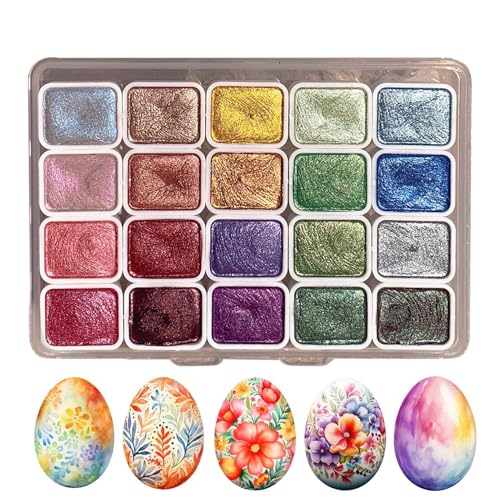 Reise-Aquarell-Set – Aquarellfarbenpalette, metallische feste Farben, Aquarellfarben-Set, tragbare Box mit Pad-Pigment, Kalligraphie, Blumenverpackung, Tonfarbe, Wasserfarben für Erwachsene von yztju