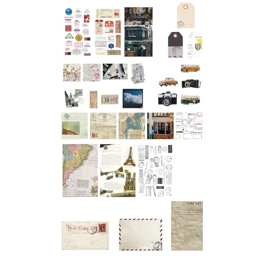 Scrapbook Supplies Aufkleber-Papier-Set – Junk Journals Supplies – Antikes Scrapbooking-Schulplaner für Bullet Journals Hochzeitseinladungen von yztju