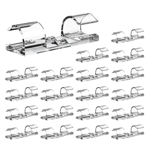 Selbstklebende Drahtklemmen, selbstklebende Drahtklemmen - 20 Stück Wanddrahtmanager,Durchsichtige Kabelhalter für Sie Kabel nahtlosstarker Kabel-Organizer unter dem Schreibtisch, Wand-Kabel-Organizer von yztju