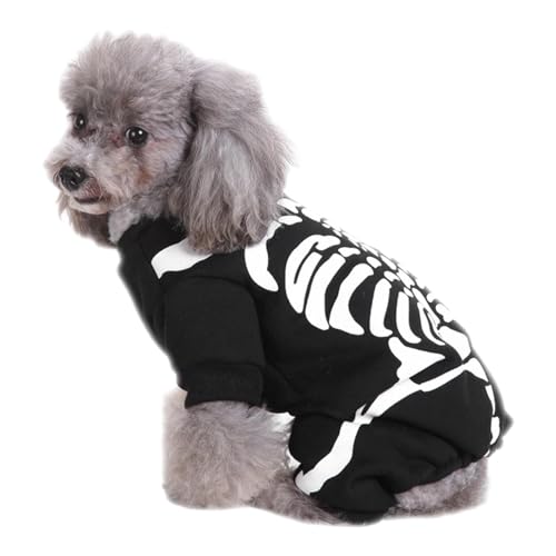 Skeletthundkleidung - Halloween -Kostüm für mittelgroße Hunde, Glühskelett - -Outfit | Spooky Hundeanzug für Trick oder von yztju