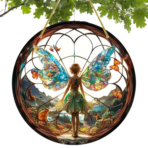 Vintage Märchen Schmetterling Sonnenfänger - runder Buntfärbungs -Acrylfensteranhänger | Hanging Ornament für Hausgartenfensterdekor, farbenfrohes Feengeschenk für Mädchen, Frauen, Thanksgiving, Urlau Vintage Märchen Schmetterling Sonnenfänger - runder Buntfärbungs -Acrylfensteranhänger | Hanging Ornament für Hausgartenfensterdekor, farbenfrohes Feengeschenk für Mädchen, Frauen, Thanksgiving, Urlau von yztju