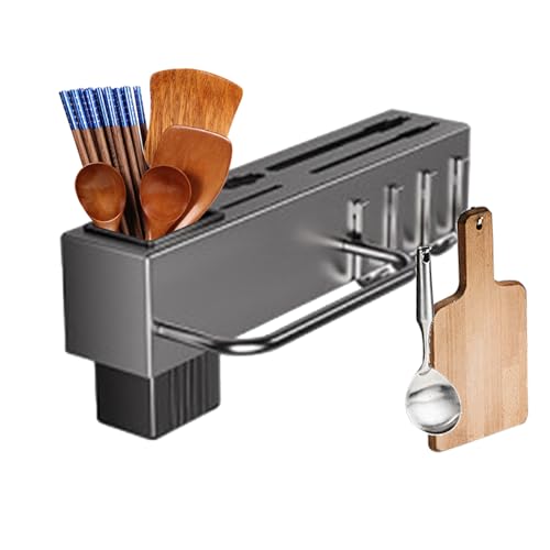 yztju Utensilienhalter Zur Wandmontage, Utensilien-Wandhalter Mit Haken - Essstäbchenhalter - Küchenmesserhalter, Aufbewahrungsregal, Multifunktionaler Aufbewahrungsregal-Organizer Für Löffel von yztju