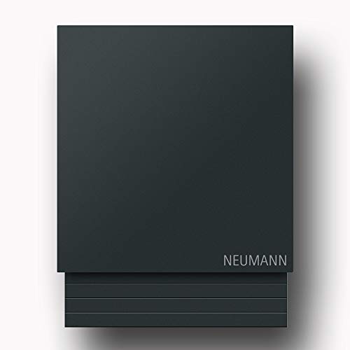 Briefkasten Edelstahl B1 Light Anthrazit, moderner Premium Design Wandbriefkasten mit Zeitungsfach inkl. Namensbeschriftung von z-e-d