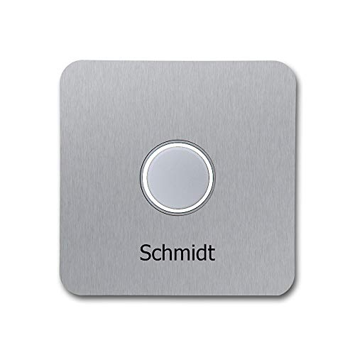 Türklingel Edelstahl KT21 Klingeltaster beleuchtet inkl. Namensbeschriftung Ecken abgerundet (LED weiss) von z-e-d