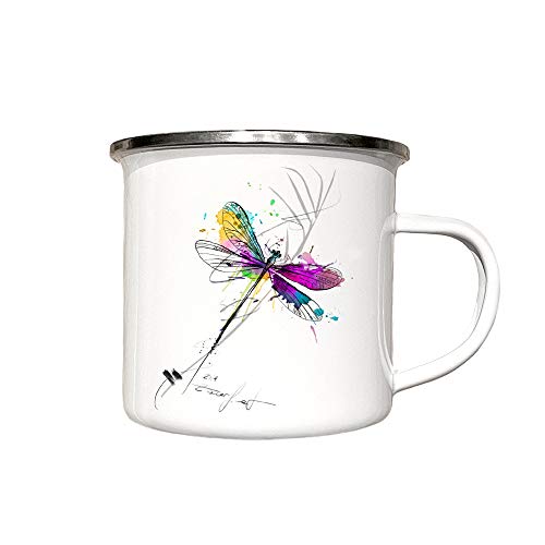 Emaille Tasse mit Libelle - Emailletasse personalisierbar - Kaffeetasse Tier Metall Tasse Bürotasse Camping Becher - Geschenkidee - von zAcheR-fineT von zAcheR-fineT-design