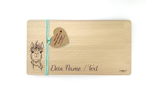 Holzbrettchen mit Alpaka - Frühstücksbrett mit Gravur - Vesperbrett Jausenbrett Brotzeitbrett personalisierbar - Geschenkidee - von zAcheR-fineT von zAcheR-fineT-design