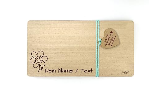 Holzbrettchen mit Gravur - Blume - Frühstücksbrett für Kinder personalisierbar - Vesperbrett Brotzeitbrett Jausenbrett - Geschenkidee - zAcheR-fineT von zAcheR-fineT-design