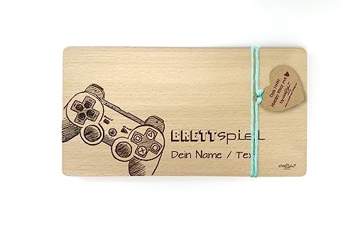 Lustiges Holzbrettchen mit Gravur - Brettspiel mit PS Controller - Frühstücksbrett Gamer Brett personalisierbar - Geschenkidee - von zAcheR-fineT von zAcheR-fineT-design
